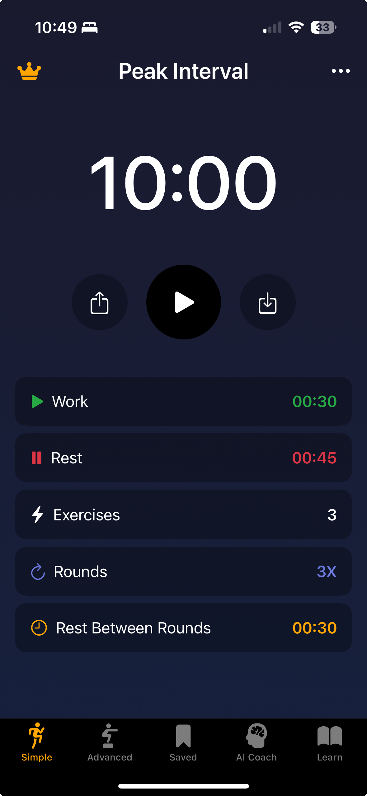 Peak Intervals App Screenshot