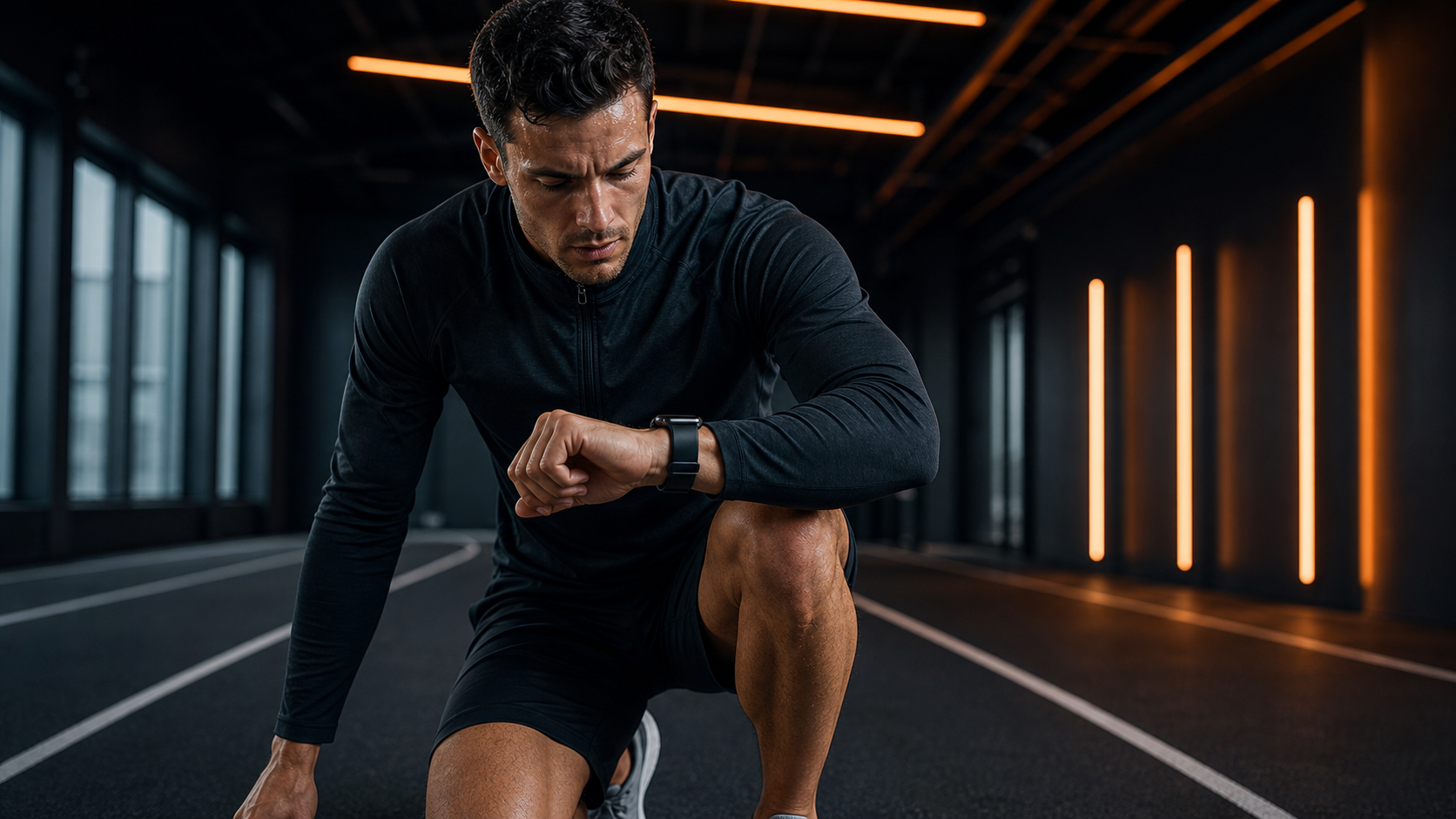 Runner using interval training structure for a track workout