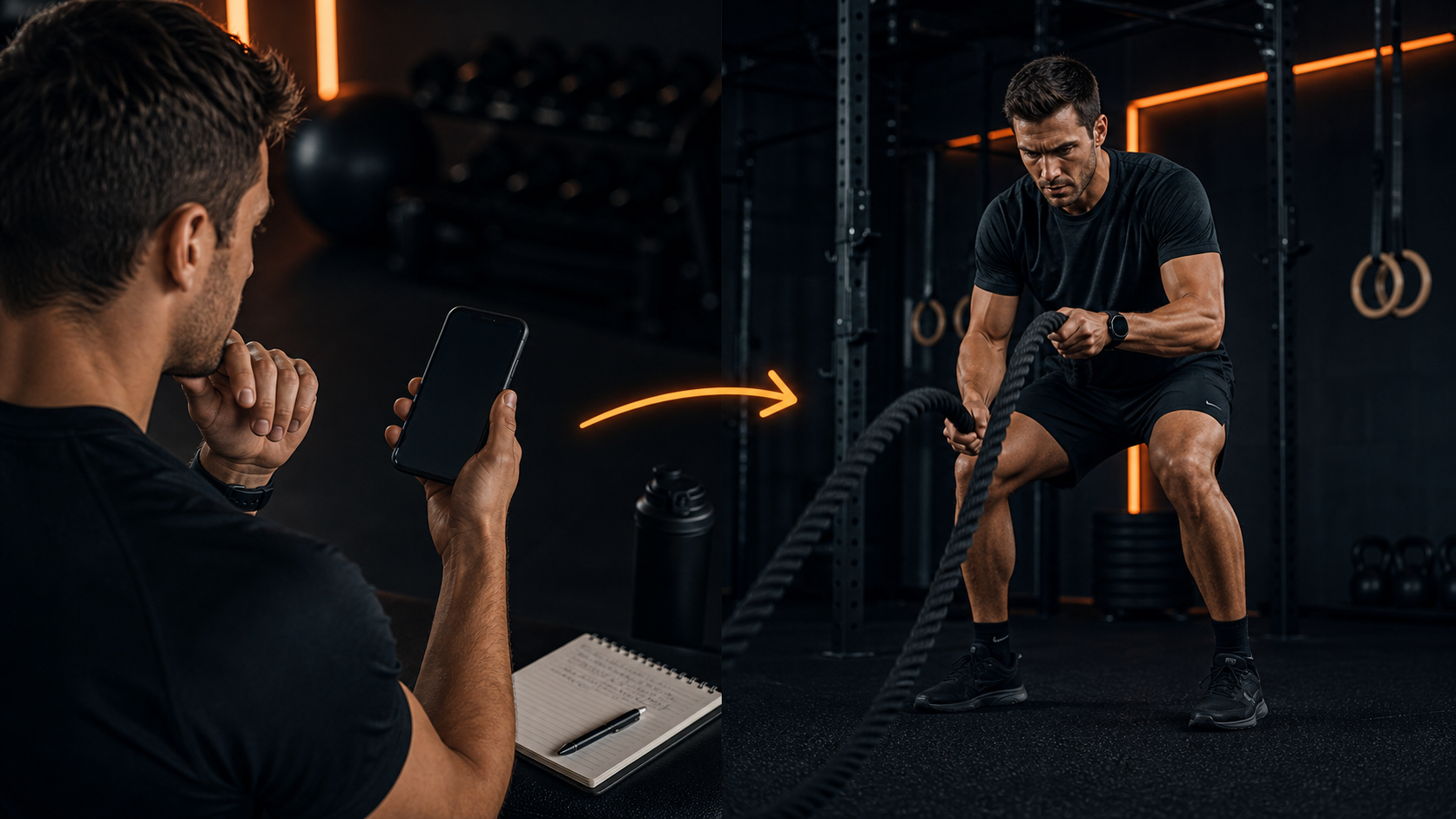 Workout timer interface used for turning a saved workout into a runnable session